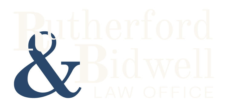 Rutherford & Bidwell Law Office logo - white text